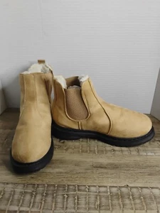 Women's Chelsea Boots Suede Faux Fur Lined Size 8 Tan Beige Color Forever 21 - Picture 1 of 8