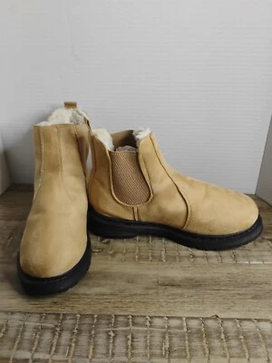 Women's Chelsea Boots Suede Faux Fur Lined Size 8 Tan Beige Color Forever 21 - Image 1 of 4