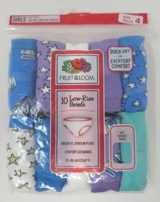 New Fruit of the Loom Girl's Low Rise Briefs Underwear (10 Pack). Factory Sealed - Image 1 of 3