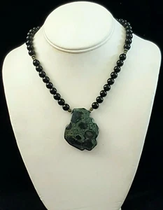Collar Artesanal Kambala Jaspe Forma Libre Ónix Negro Plata 925 Hecho a Mano EE. UU. - Imagen 1 de 3