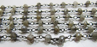 Cadena de rosario de labradorita mística de 6 pies calidad AAA cadena de cuentas de envoltura de alambre de 3-4 mm Foto 1 de 4