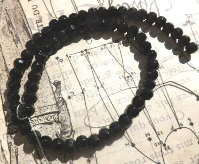 Black glass beads faceted style 6mm strand bicone - Image 1 of 3