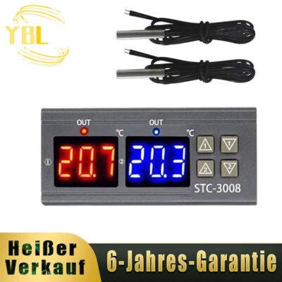 Digitaler Temperaturregler Mit 2 Fühler STC 3008 Thermostat Temperaturschalter - Bild 1 von 4