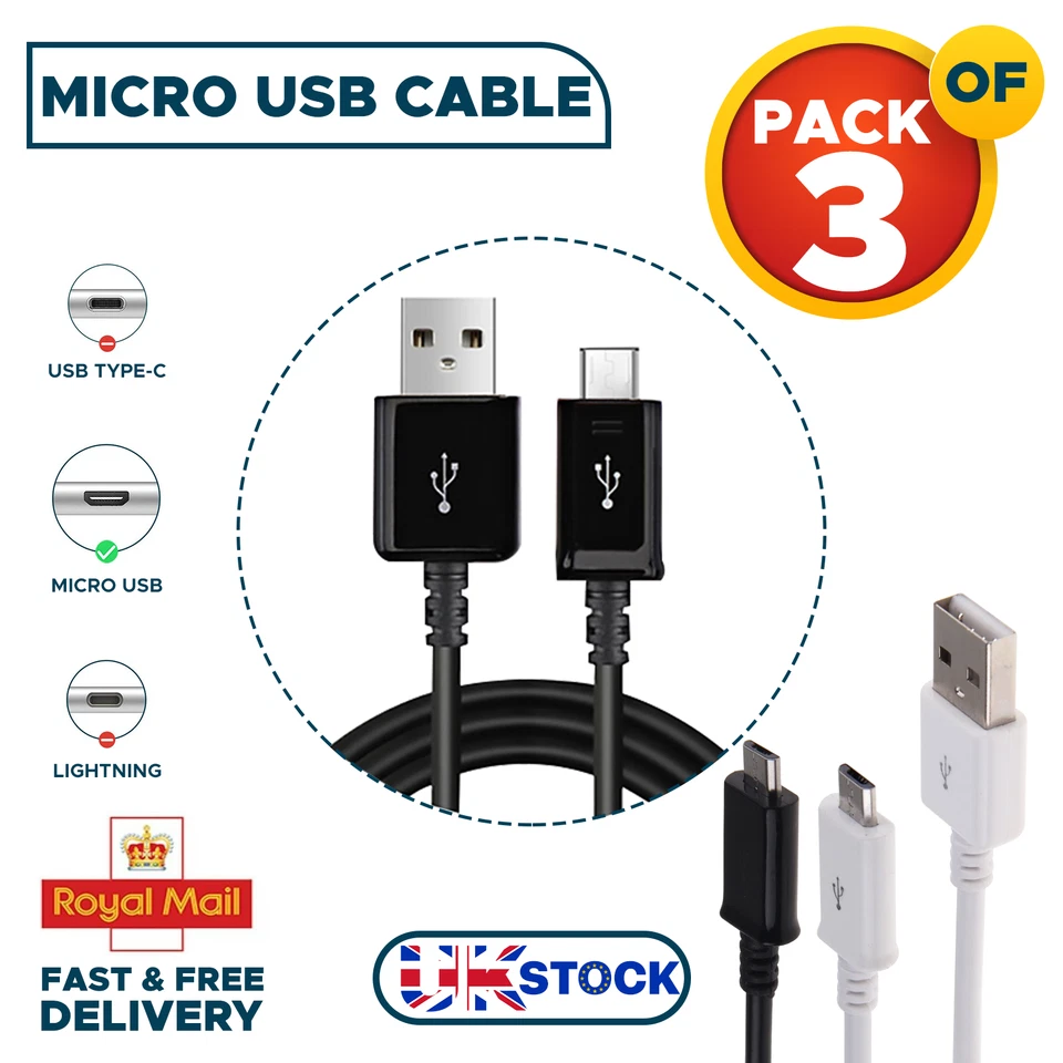 Micro USB Cable Charger Lead For Samsung Galaxy Mobile Android Tablet Kindle - Image 1 of 1