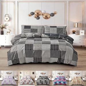 Complete 4-Piece Bedding Set – Cotton Rich Duvet Cover, Fitted Sheet & Pillowcas - Picture 1 of 42