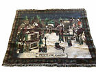 Peace On Earth Christmas Tapestry Throw Blanket NEW Victorian Village Cotton 74"