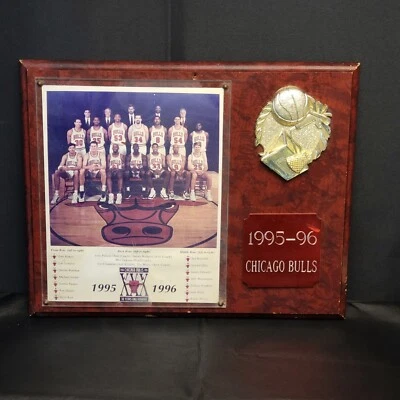 Placa del equipo Chicago Bulls 1995-96 foto grabada baloncesto años 90 MJ pared *defectos* Foto 1 de 4