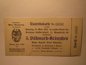 Ortsgruppe Wien Simmering Verein Südmark - 1912 - Eintrittskarte für Kränzchen - Bild 1 von 1