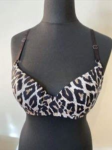 Dolce & Gabbana Leaoprd Print Plunge Balconette Padded Bra Size EU 75C - Picture 1 of 8