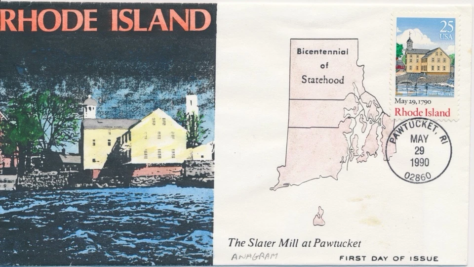 #2348 Rhode Island Statehood Hand Colored Anagram cachet First Day cover 40 made - Image 1 of 1