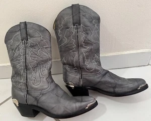 Botas vaqueras vaqueras para hombre DURANGO de cuero gris DB507 con punta de metal talla 7,5EE - Imagen 1 de 13