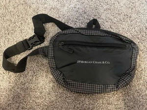 JP Morgan Chase NWOT Fanny Pack Mesh Black Plaid Adjustable Waist - Picture 1 of 6
