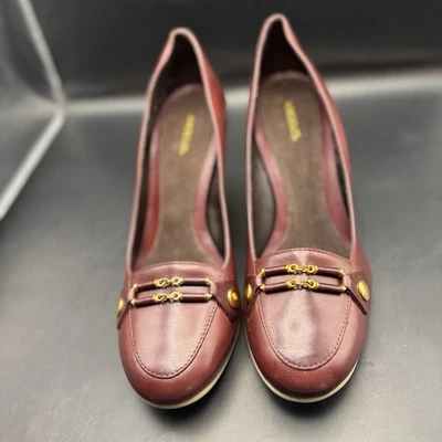 NWOT AEROSOLES WOMEN'S WINE LEATHER “ Vice Squad” WEDGE 3.5” PUMPS SIZE 10 - Image 1 of 4