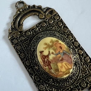 Vintage 24K Gold Plated Fragonard Limoges Porcelain Cameo Wall Art - Picture 1 of 12