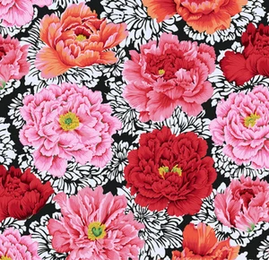 Kaffe Fassett Collective Brocade Peony Crimson Cotton quilting fabric - Picture 1 of 1