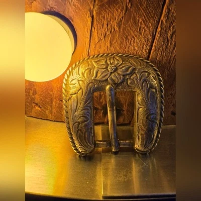 Vintage Sterling Silver Floral Western Cowgirl Americana Belt Buckle - Image 1 of 4