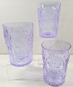 3 Anthropologie Fleur de Lis 12 Unzen Amethyst Becher Set Floral Perlen geprägt Posten - Bild 1 von 24