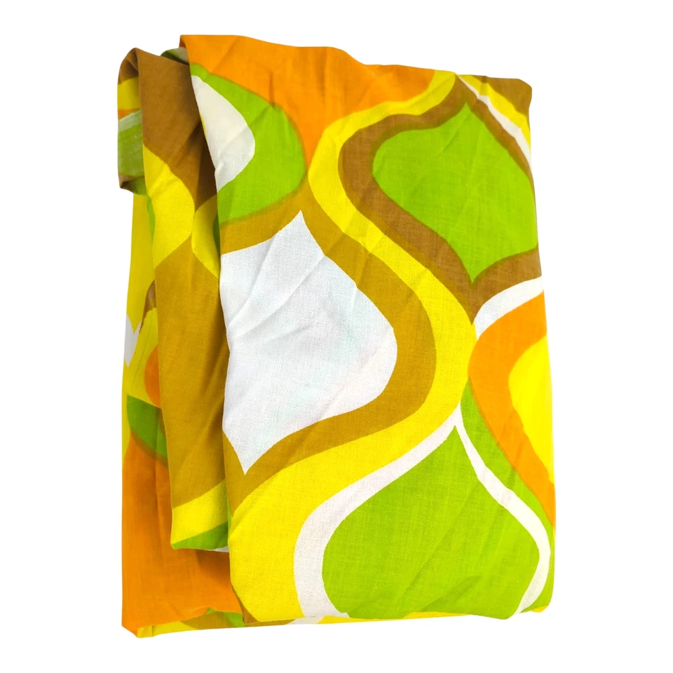 Vintage Cannon Monticello Morocco Retro Mod 70s Full Fitted Sheet | Orange Green - Image 1 of 4