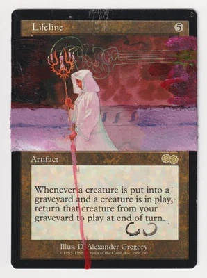 Altered Lifeline HP Urza's Saga WOTC MTG Magic Hand Painted Art Reserved List! - Image 1 of 2