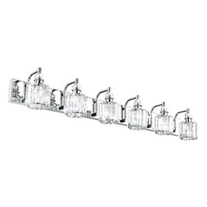 Crystal Vanity Lights 6 Light 48" Modern Crystal Bathroom 48 inch Chrome - Picture 1 of 7