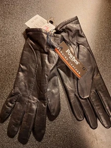 Vintage Fownes Leather Gloves Womens Size 8 Black WPL 9522 Acrylic Lining Nice - Picture 1 of 4