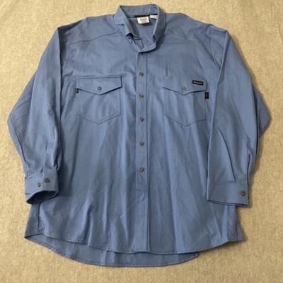 Camisa Workrite FR para hombre talla XLG (50-R) manga larga abotonada resistente al fuego azul Foto 1 de 4