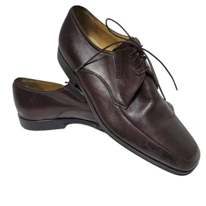 Bruno Magli Ranuncolo Italy Maroon Leather Oxford Apron Toe Dress Mens Shoes 8.5 - Picture 1 of 12