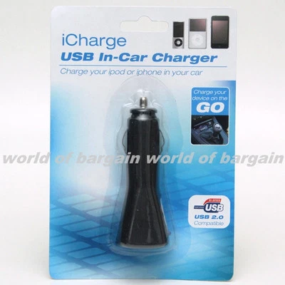 iCharge Universal USB EN COCHE CARGADOR iPod iPhone Teléfono Celular Encendedor de Cigarrillos E41 Foto 1 de 3