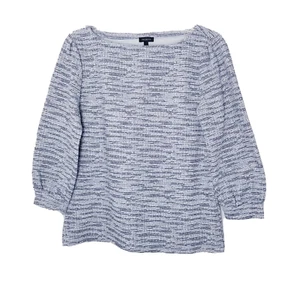 Camisa Talbots Mujer Talla XS Blanca Azul Negra Manga Abullonada - Imagen 1 de 15