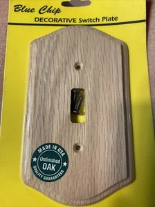 New Oak Wood Light Wall Plate Single Switch Decorative switchplate UNFINISHED FS - Picture 1 of 2
