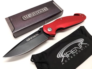 Self Defense Blade Pocket Knife EDC Cord Cutter Spring Assisted Red - Picture 1 of 4