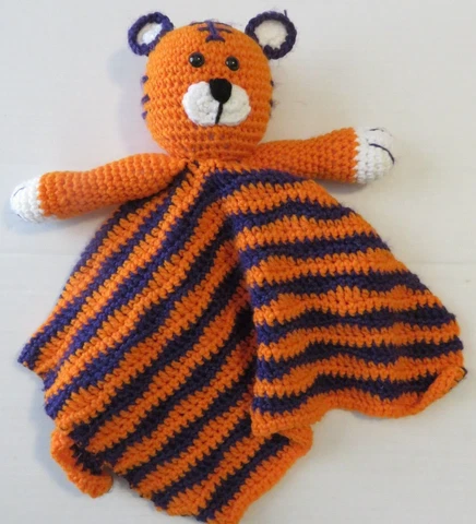 Hand Knitted Crocheted Plush Clemson Orange Purple Mascot Bear Tiger Cover