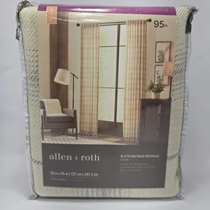 3728148 Allen+Roth Englewood Cream Curtain Panel 50”x95” Rod Pocket Back Tab New - Picture 1 of 7