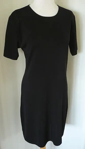 NUEVO VESTIDO MISOOK NEGRO TEJIDO SEDOSO CARRERA BÁSICO MANGA CORTA HASTA LA RODILLA XS - Imagen 1 de 3