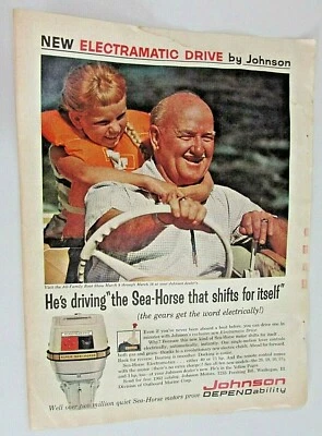 Johnson Super Sea Horse Barco Fueraborda Motor De Colección 1962 Vida al Aire Libre Anuncio Envío Gratis Foto 1 de 2