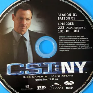 CSI: NY Season 1 DISC 1 DVD REPLACEMENT only - single Disc only ep. 101 103 104 - Picture 1 of 4