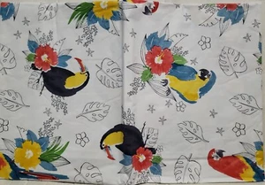 Flannel Back Vinyl Printed Tablecloth, 52"x70" Oblong, PARROTS BIRDS & LEAVES,HP - Picture 1 of 11