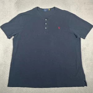 Polo Ralph Lauren Shirt Mens 4XB Big Blue Featherweight Mesh Henley Pony Logo - Picture 1 of 13