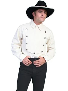 SCULLY RANGEWEAR OLD WEST CONCHO STYLE BUTTONS ON THE BIB SHIRT-MTW011USA - Picture 1 of 29