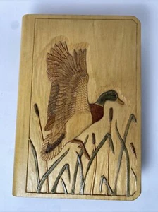 Wooden Box For Bible, Book, Display or Keepsake With Mallard Duck Outdoor Scene - Picture 1 of 13