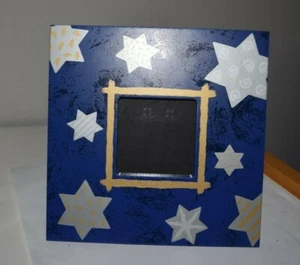"Bright Star Designs"" Marco de Imagen Azul con Estrellas Plateadas Judaica Hanakkah NUEVO - Imagen 1 de 4