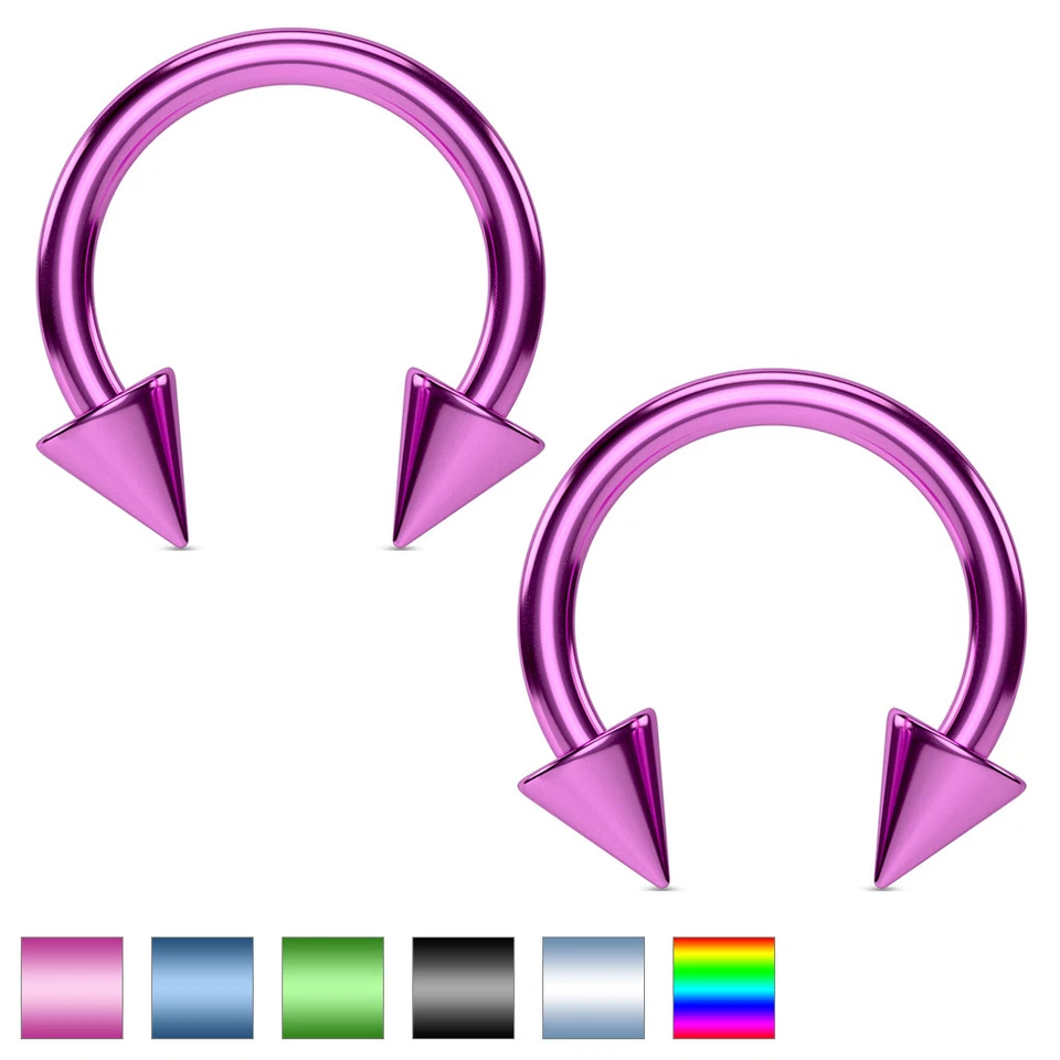 Par de Picos Titanio Herradura Anillo Circular Nariz Tragus Labio Hélice Piercing 14G Foto 1 de 3