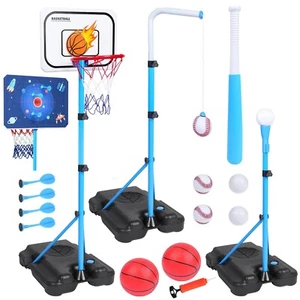 4 in 1 Kids Basketball Hoop, Basketball Hoop for Kids with Dart Board & T Bal... - Picture 1 of 7