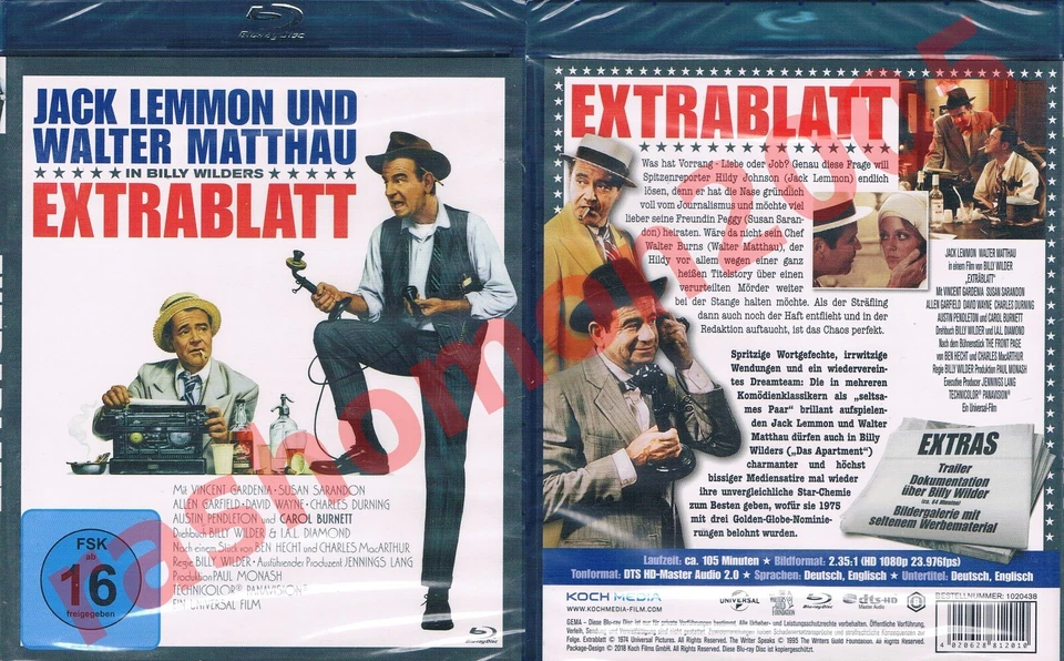 Blu-ray EXTRABLATT Jack Lemmon Walter Matthau Susan Sarandon Billy Wilder NEU - Bild 1 von 1