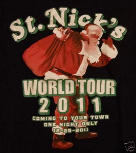 St. Nick's Christmas T Shirt 2011 Coming Your Town One Night Only Black Medium - Picture 1 of 2