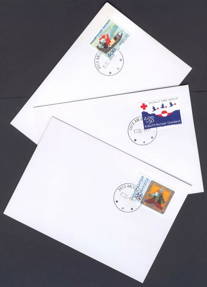 Groenlandia P17 3 Tarjetas FD 1993 Navidad Cruz Roja Scouts Foto 1 de 1