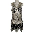 Fundaisy Black Gold Metallic Cocktail Party Dress Holiday Women Size M