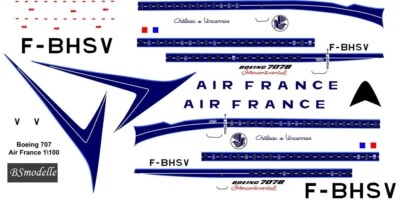 BSmodelle 100506 - 1/100 Boeing 707 Air France decal for aircraft model scale - Image 1 of 4