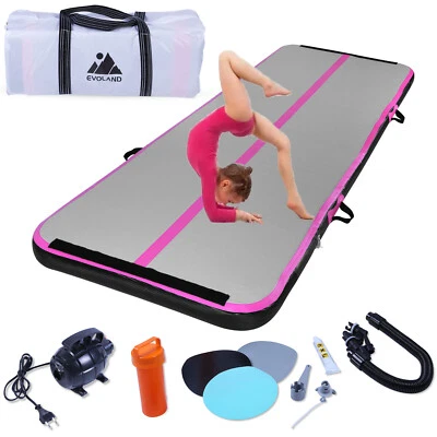 EVOLAND 3M Air Turnmatte Track Tumbling Matte Pumpe Aufblasbar Gymnastikmatte Rose