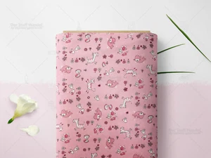 Baumwolle Stoff Meterware Tiere ROSA HELLGRAU WEISS EUR 9,98/m - Bild 1 von 2